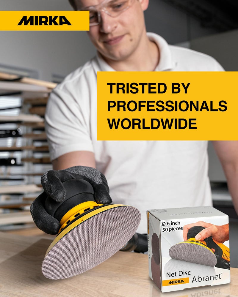 Mirka Abranet Mesh Sandpaper Discs, 6-inch, Grit 600 Hook and Loop Net Sanding Pads for Dust-Free Sanding, Suitable and Efficient for Wood, Metal, Plastic, Lacquer, and More, 50pcs for Orbital Sanders - Image 5